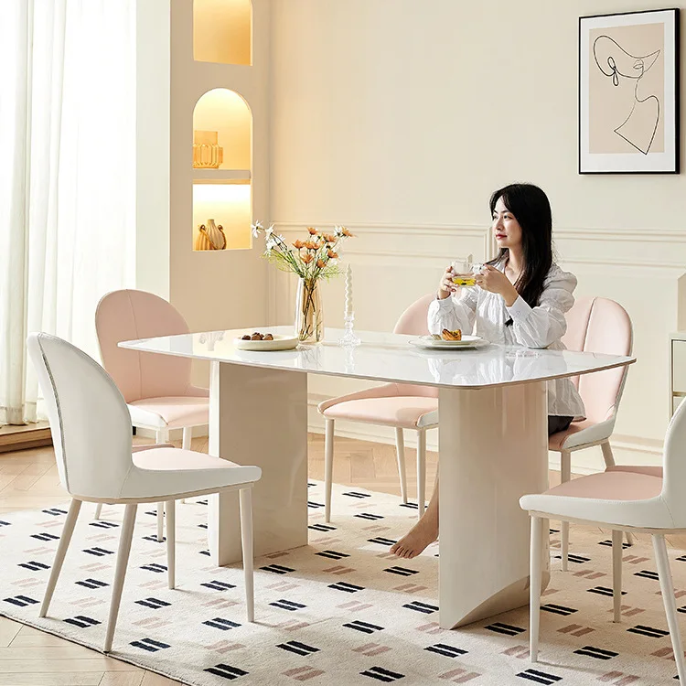 Slate dining table white simple household small apartment modern minimalist rectangular dining table chairs
