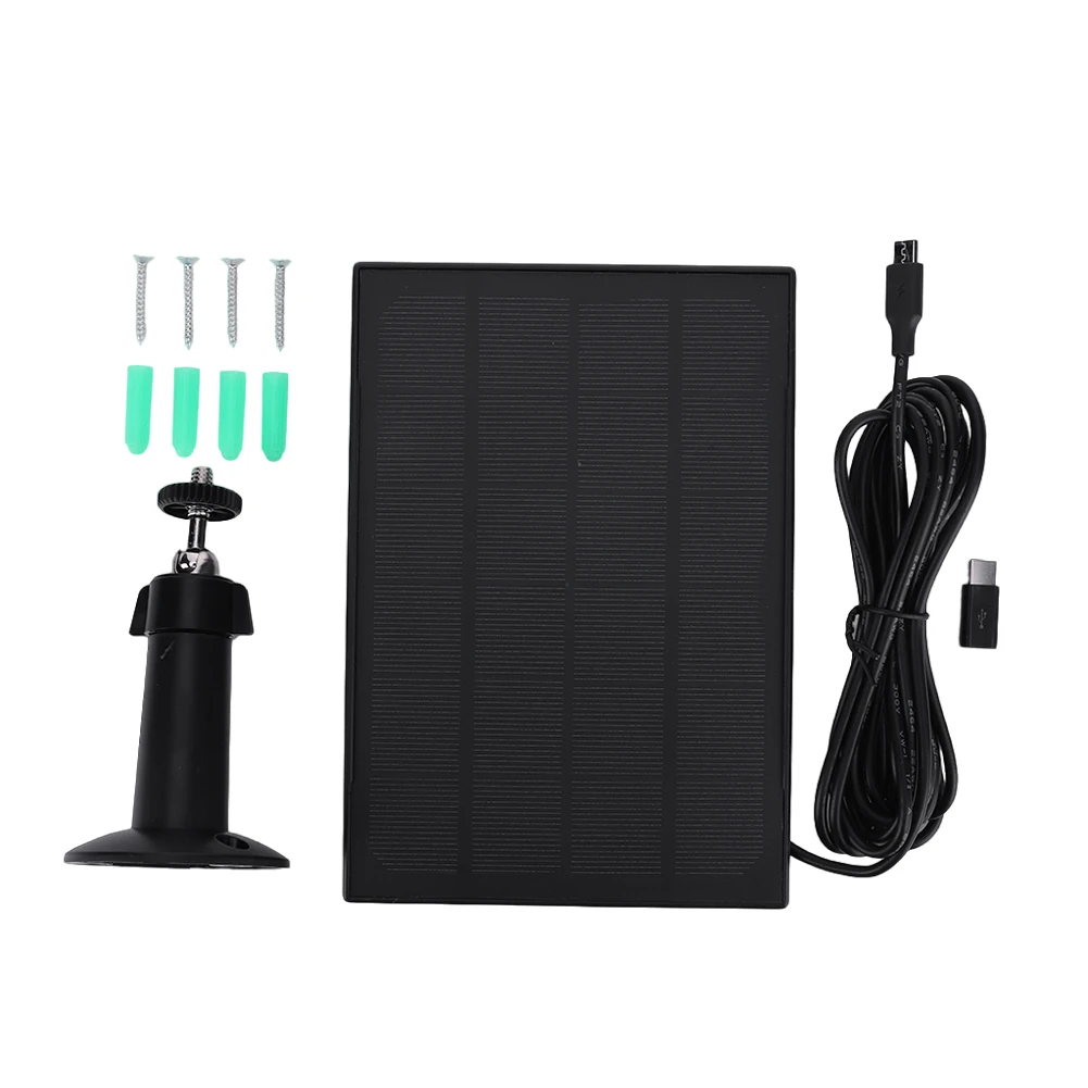 3W 6V Solar Charger Micro USB+Type-C Solar Panel Charger 9.8Ft Charging Cable Camera Solar Panel for Ring Eufy Blink Arlo Camera