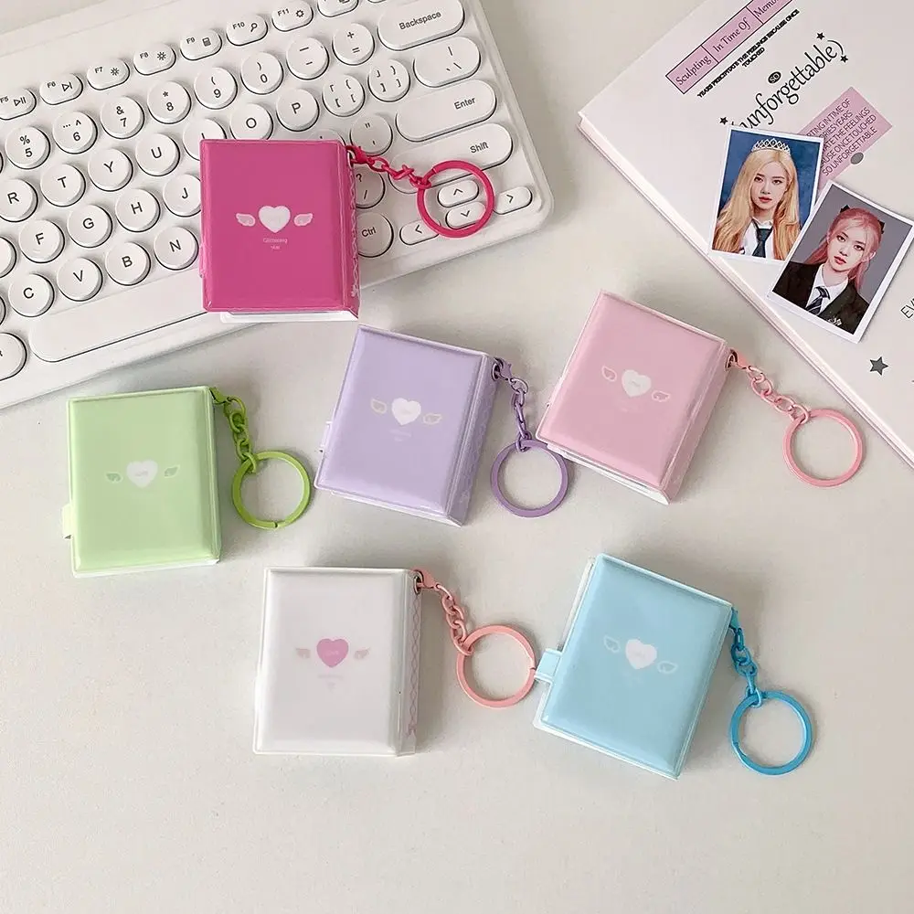 Butterfly Bow Photo Album Keychain Love Heart Hollow Hanging Pocket Mini Photocards Holder Snap Closure 2 Inch