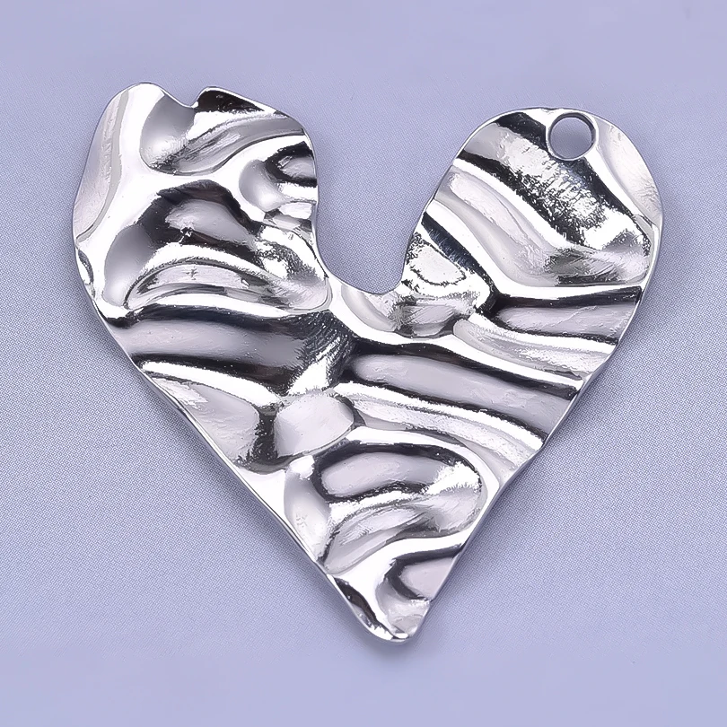 Unevenness Metal Irregular Stainless Steel Heart Charms For Jewelry Making Supplies 6pcs Diy Sea Shell Round Rectangle Pendant