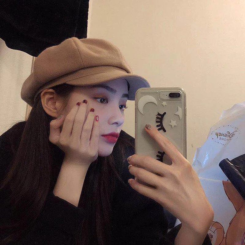 INS Octagonal Cap Female British Winter Internet Famous Beret Female  Korean Style All-Matching Vintage Painter Newsboy Cap