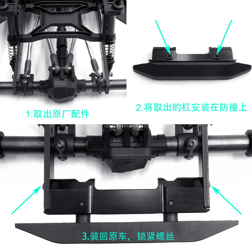 AXSPEED aluminiowy RC zderzak samochodu zamontowany z przodu z tyłu uniwersalny do gąsienica RC akcesoriów osiowych SCX10 PRO AXI03028 1/10