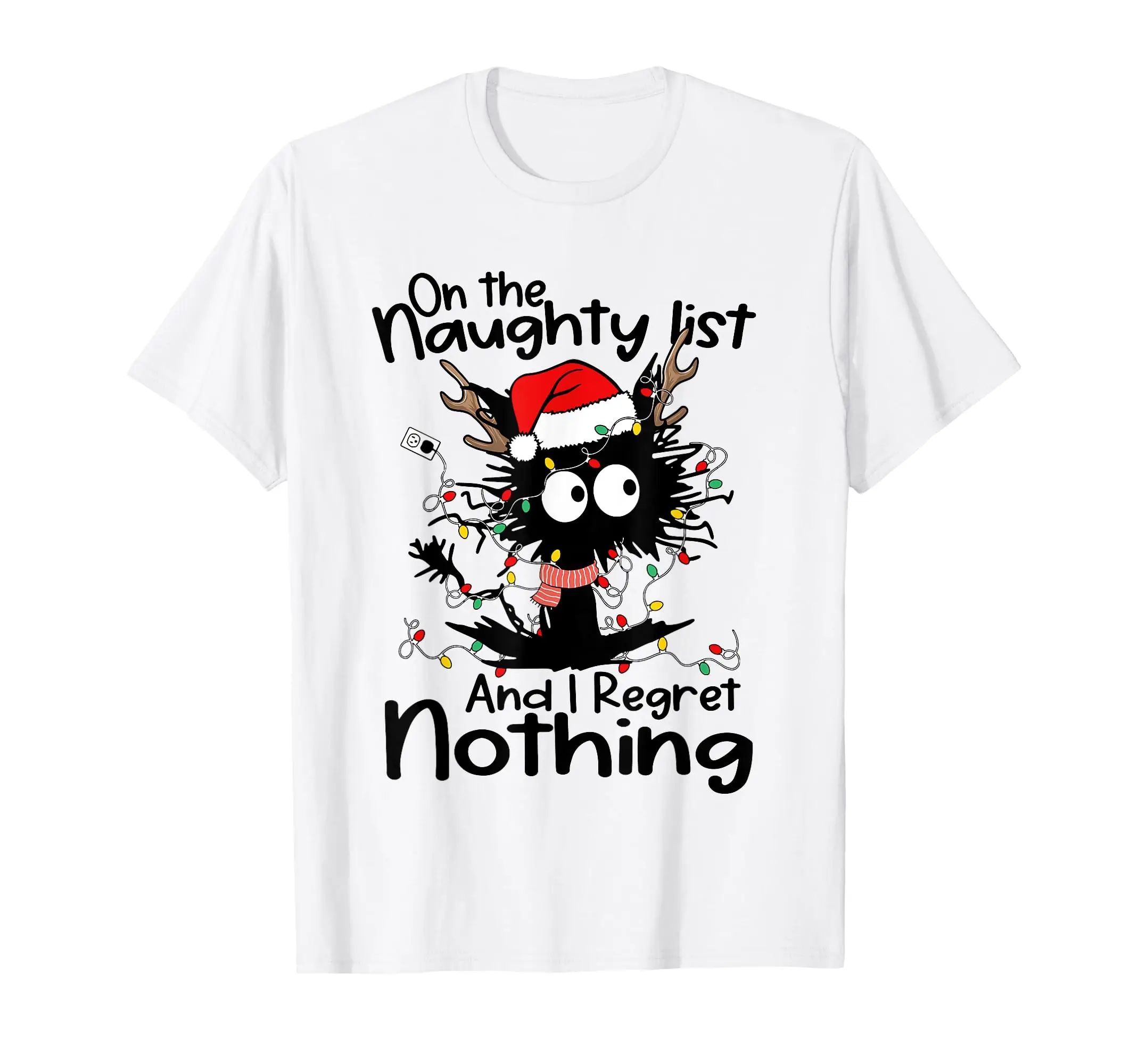 

I Regret Nothing Cat Christmas Lights T-Shirt