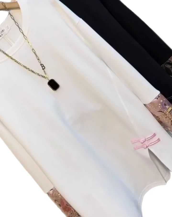 Plus-size Women's Spring And Autumn New Arrivals Versatile Chinese Style Loose Slimming Mid-length Long-sleeve T-shirt