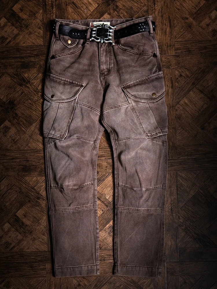 

Men's Retro Straight Leg Workwear Casual Cotton Canvas Riding Heavy Wa Multi ket MC60 Pants Faion Urban Sle