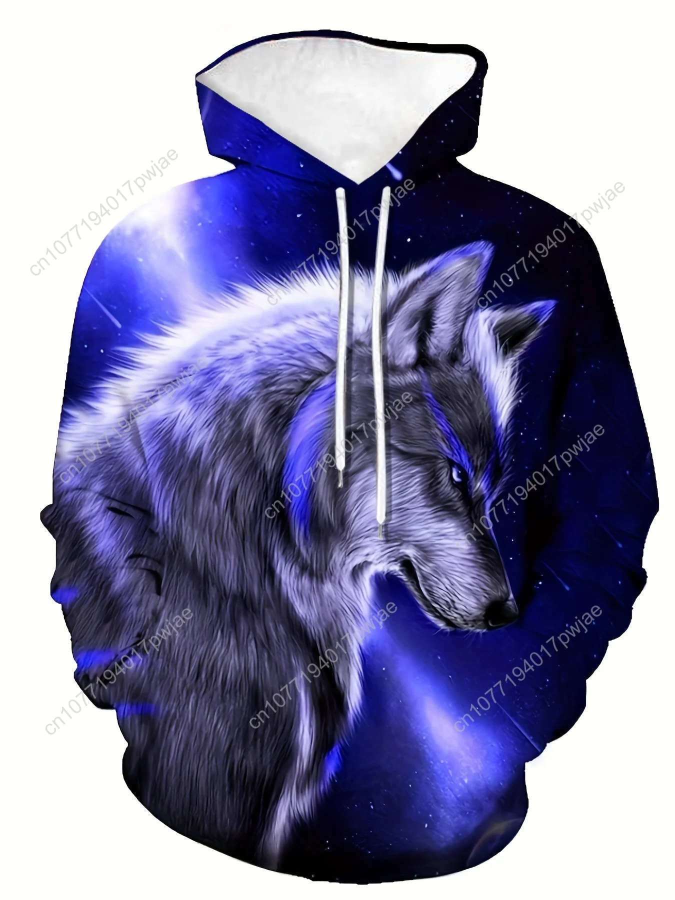 Wolf Pattern Print Hoodie, Cool Hoodies For Men, Men's Casual Graphic Design Hooded Sweatshirt Streetwear For Winter Fall, As Gi