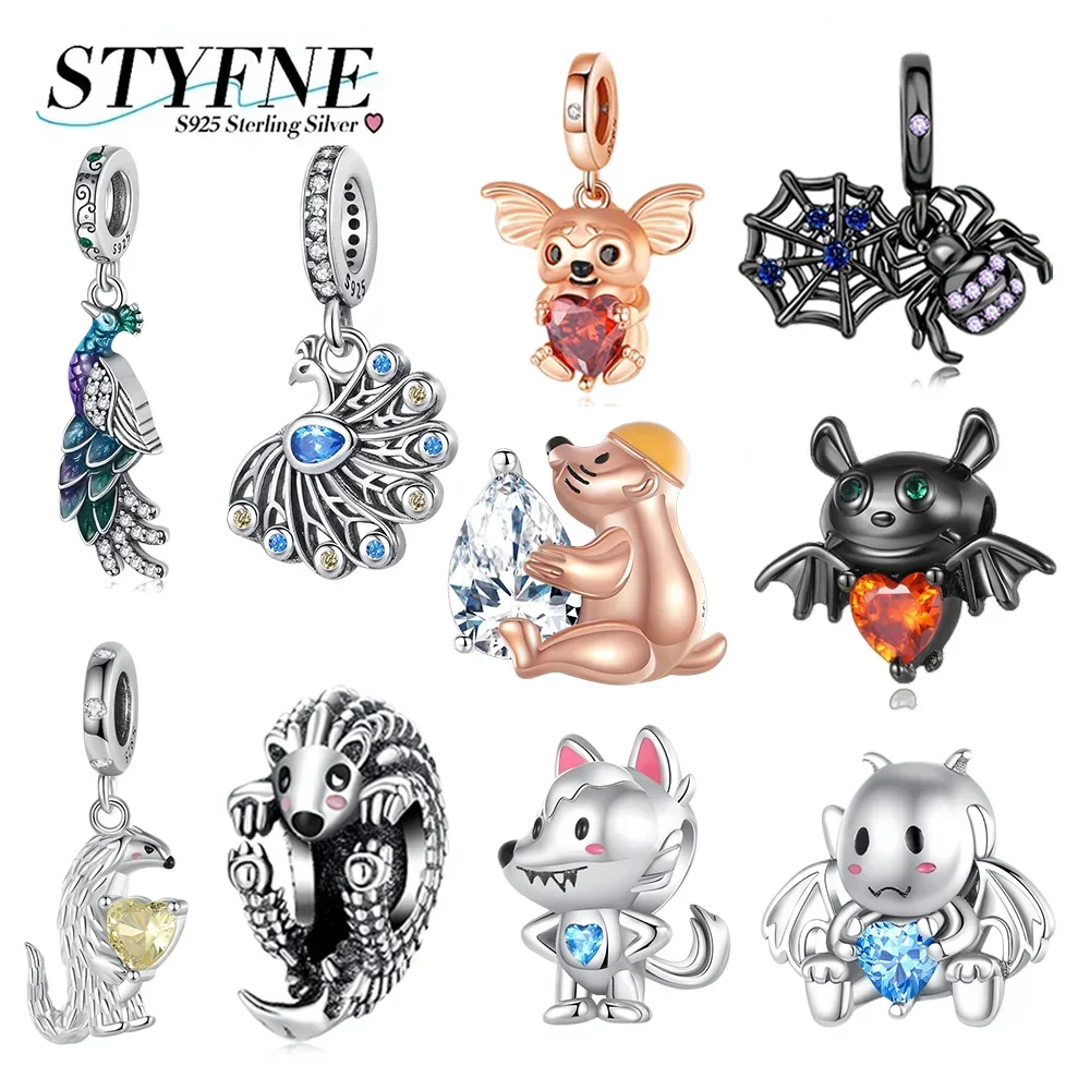 

Exquisite 925 Sterling Silver Animal Pangolin Peacock Bat Wolf Gopher Charms Pendants Fit Handmade Bracelets Gift for Friend