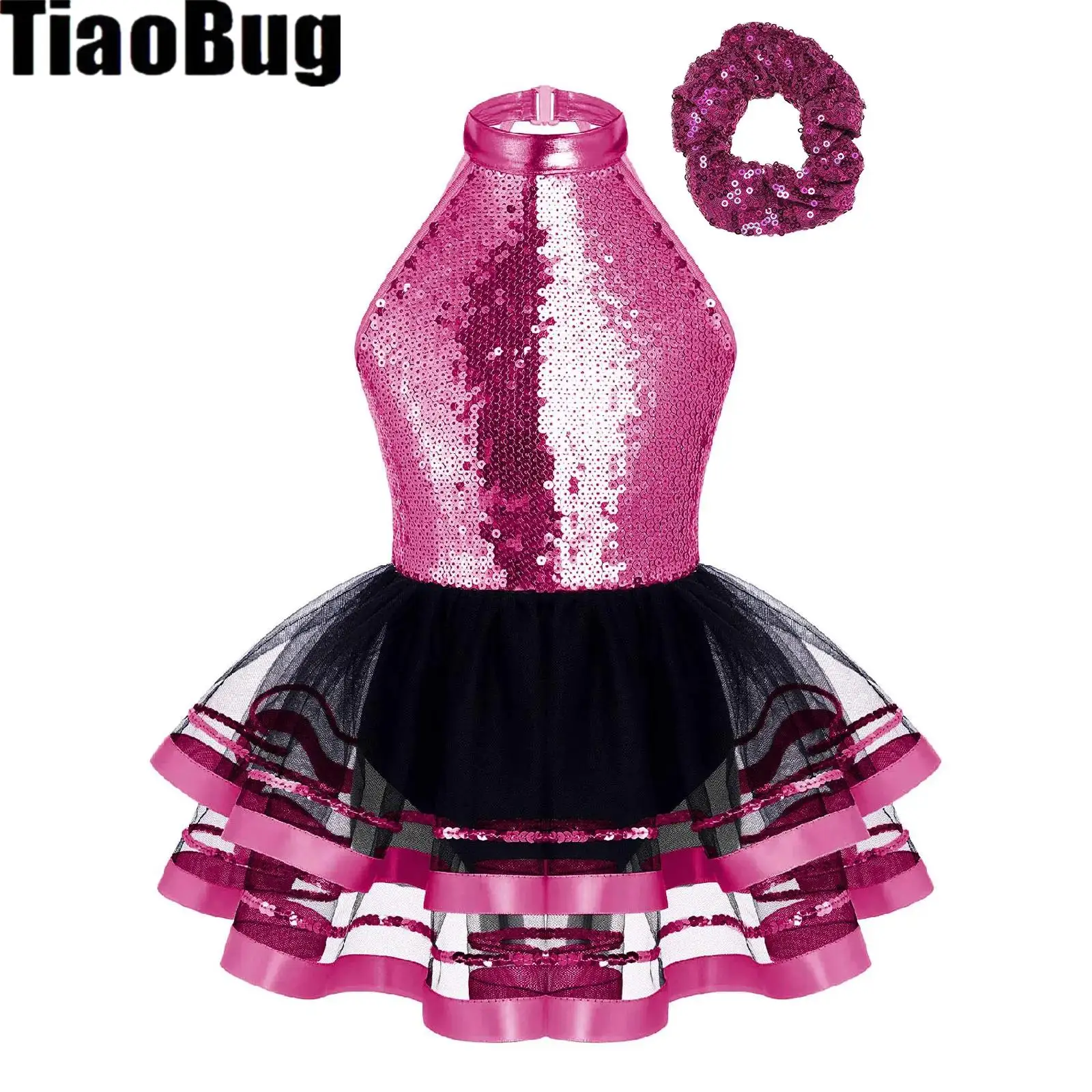 

Балетное платье-пачка без рукавов с блестками и открытой спиной