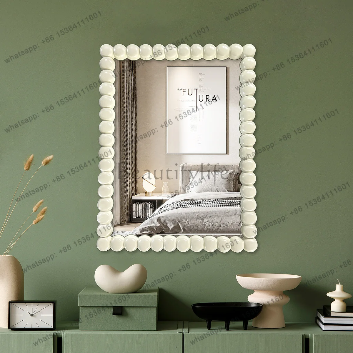 PG bead bathroom mirror artistic temperament square mirror entrance household dressing does not deform dressing mirror