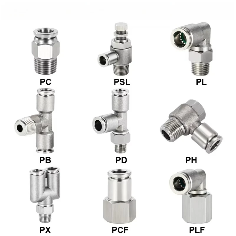 304 Stainless Steel Air Hose Fitting PC PCF PL SL PLF PD PB PX PH Pneumatic Pipe Connector 1/8 1/4 3/8 1/2 M5 BSP Quick Release