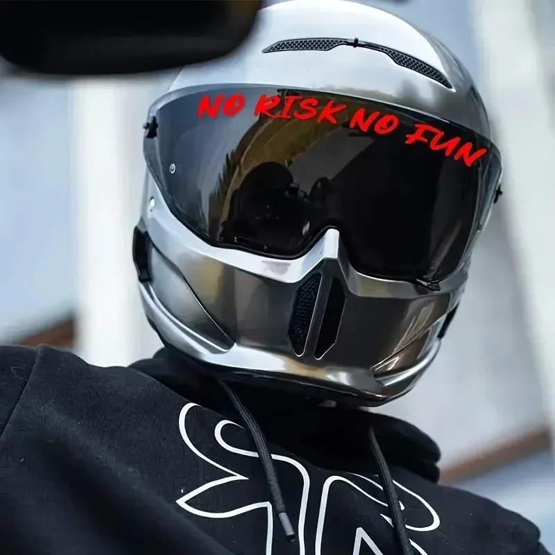 1개 '노 리스크 노 펀' 스티커 오토바이 헬멧 자동차 장식 모터바이크 라이프스타일 데칼 액세서리