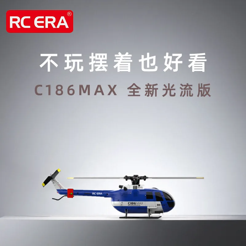 Nieuwe Rc-Tijdperk C186max Optische Stroompositionering Afstandsbediening Helikopter Enkelblade Rolroer Bo-105 Realistisch Model Vliegtuig Speelgoed