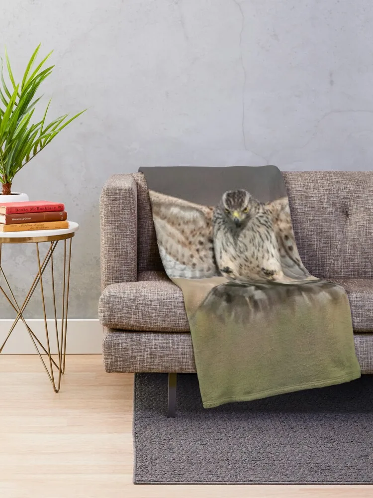 Northern goshawk (Accipiter gentilis) attacking Throw Blanket Designer Blankets Winter bed blankets Luxury Thicken Blanket