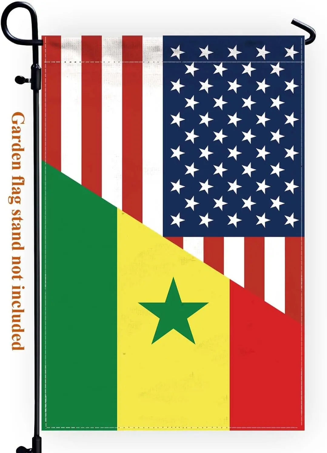 Senegal USA Friendship Garden Flag,12x18 in Heavy Duty Senegalese American Combo Outdoor Banner for Patio Yard with Double Side