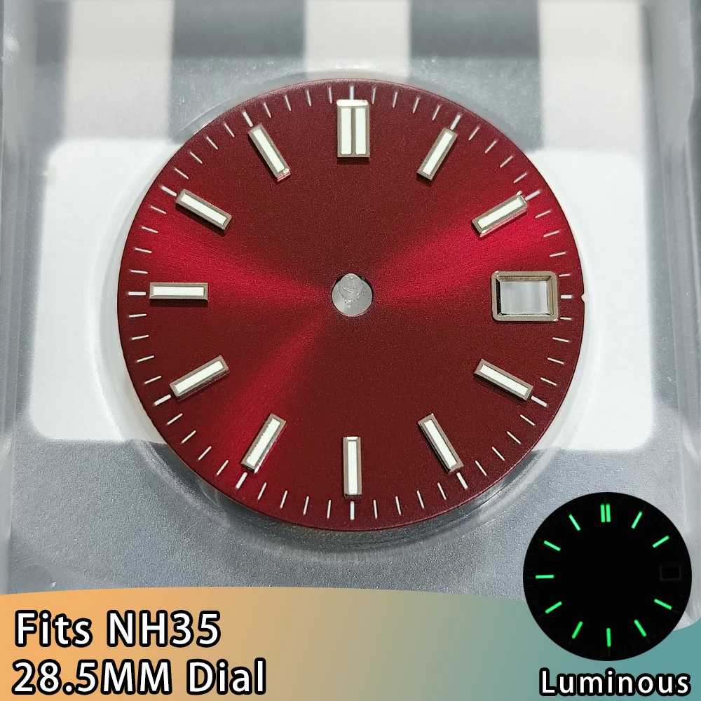 28.5MM NH35 Dial NH35 Cadran NH35 Dial 28 5 Red Sterile NH35 Dial Date NH35 Face Watch Red Dial Part NH35 Watch Dial Accessories