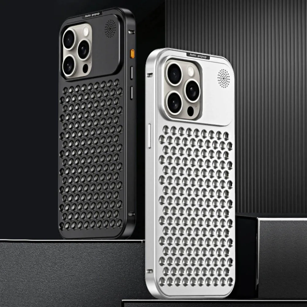 

Роскошный металлический силиконовый чехол 2 в 1 с сотовым рассеиванием тепла для iPhone 14 12 13 15 16 Pro Max, чехол с защитой от царапин для ароматерапии