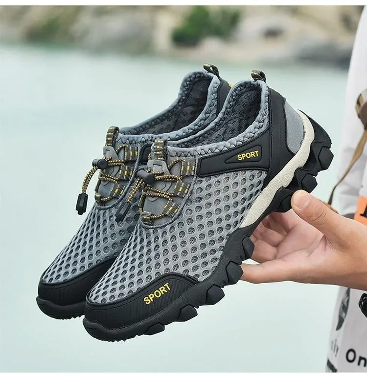 Men\'s Mesh Sports Shoes Fashion Mountaineering Breathable Lightweight Anti Slip Shoes Outdoor Travel Running Casual Shoes