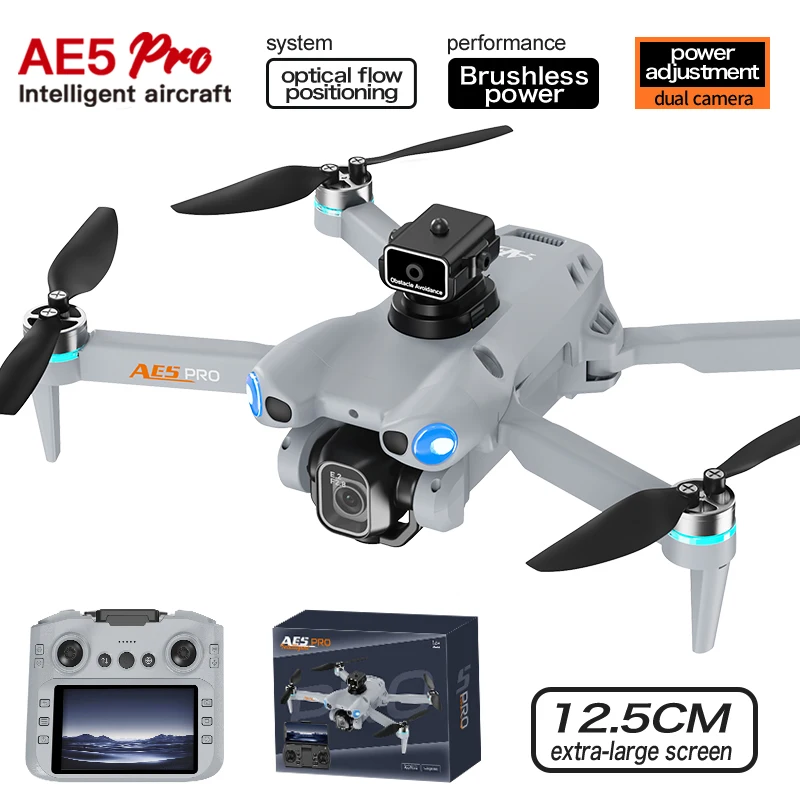 

2026 Новый дрон AE5 Pro 8K HD с экраном 4,5 дюйма, аккумулятор 20 минут, безголовый вертолет в режиме 360 ° Флип-квадрокоптер Детская игрушка Мини-дрон