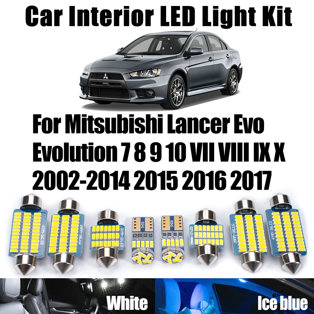 Canbus Car Reading Bulbs Kit Interior LED Light For Mitsubishi Lancer Evo Evolution 7 8 9 10 VII VIII IX X 2002- 2015 2016 2017