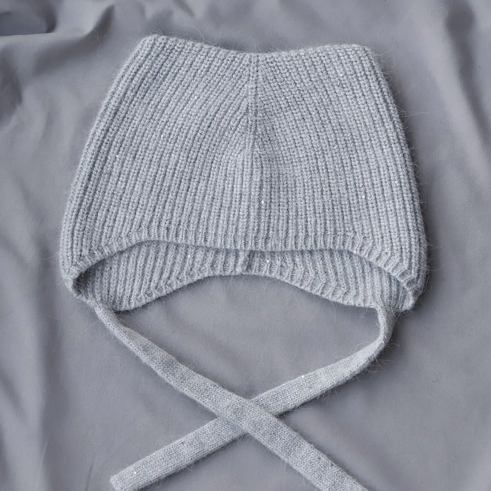 Shine Outdoor-Mütze mit tiefem Krempe und Katzenohren, sowjetische Mütze, Damen-Wintermütze, Rattanmütze, Pelzmütze, süße Mütze, Strickmütze aus Fleece. – Detail 11