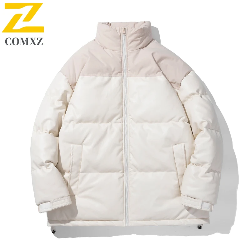 

Мужская хлопковая куртка, новинка 2025 года, простая хлопковая утолщенная теплая куртка-паркер с цветными блоками, уличная повседневная зимняя хлопковая куртка с перьями