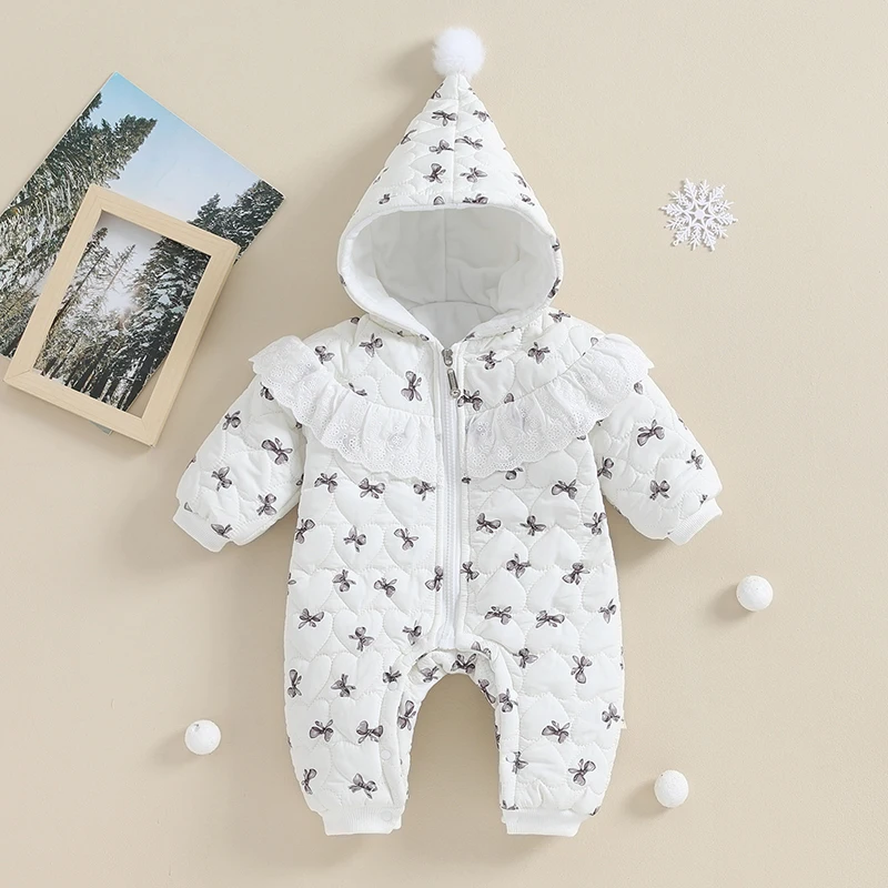 

Infant Toddler Baby Girls Winter Snowsuit Jumpsuit Warm Hooded Coat Outerwear Romper Spring Winter Outift