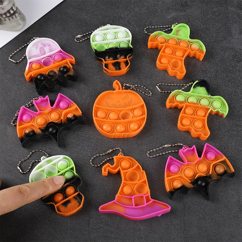 6/12 Stück Halloween Mini Pop Schlüsselanhänger Geist Kürbis Hexenhut Ornamente Halloween-Party Geschenktüten-Füller Süßes oder Saures Spielzeug – Detail 3