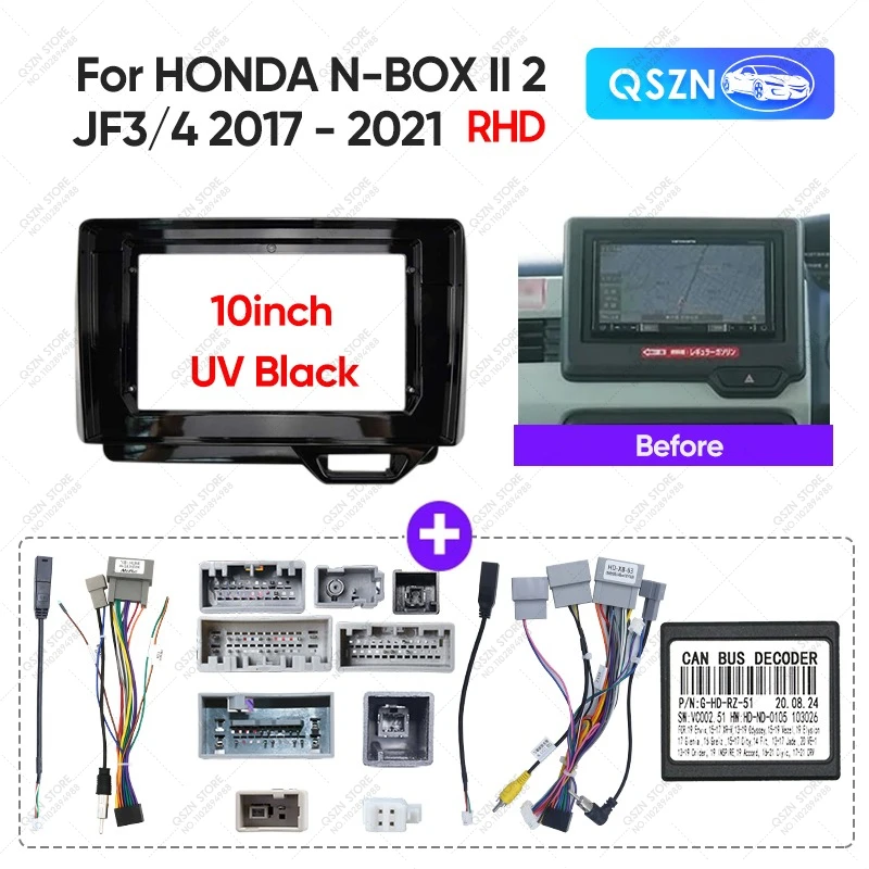 

10-дюймовая пластиковая рамка для автомагнитолы Android для Honda N BOX II/JF3/JF4 2017-2021, монтажный кронштейн для приборной панели, адаптер-декодер