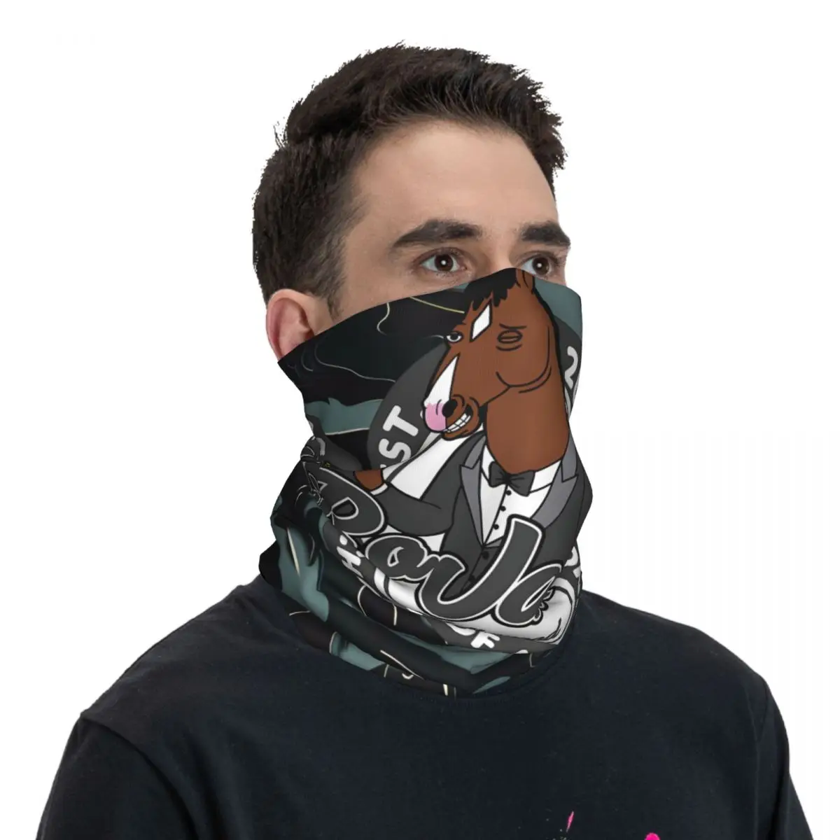 Divertente Bandana Neck ghetta moto Club B-BoJack cavaliere Wrap sciarpa multiuso ciclismo equitazione Unisex adulto inverno