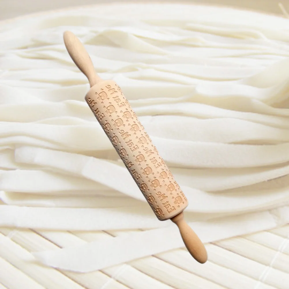 

Wood Rolling Pin Non slip H Skull Design Baking Pins Embossing Home Kitchen Use Long Durability Comfortable Control