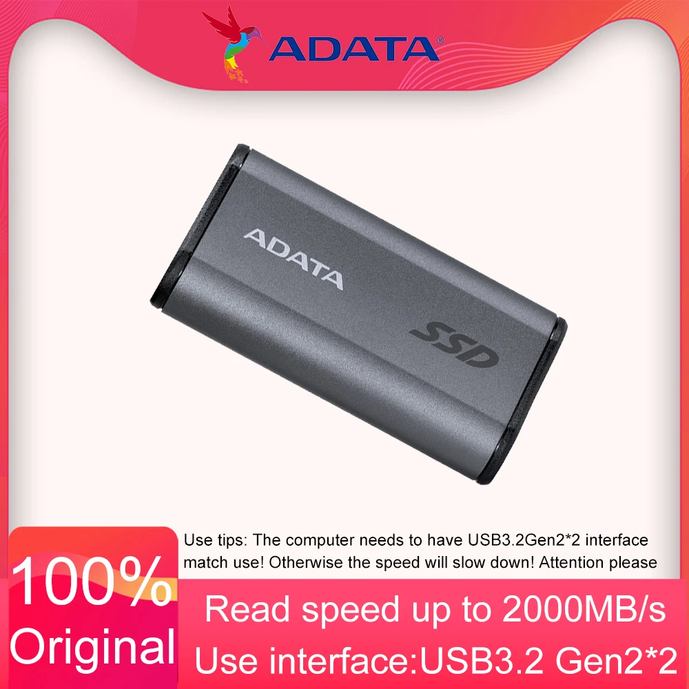 ADATA SE880 Type-C 3.2Gen2x2 قراءة السرعة حتى 2000 ميجابايت/ثانية الحالة الصلبة المحمولة عالية السرعة المحمولة SSD تبادل لاطلاق النار 4k خارجي لـ PS5 XBOX