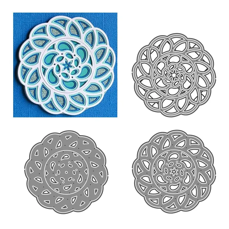 

Birch Press 3D New Metal Cutting Dies Layering Coverplate Dies Scrapbooking For Paper Making Round Flower Embossing Frame Card