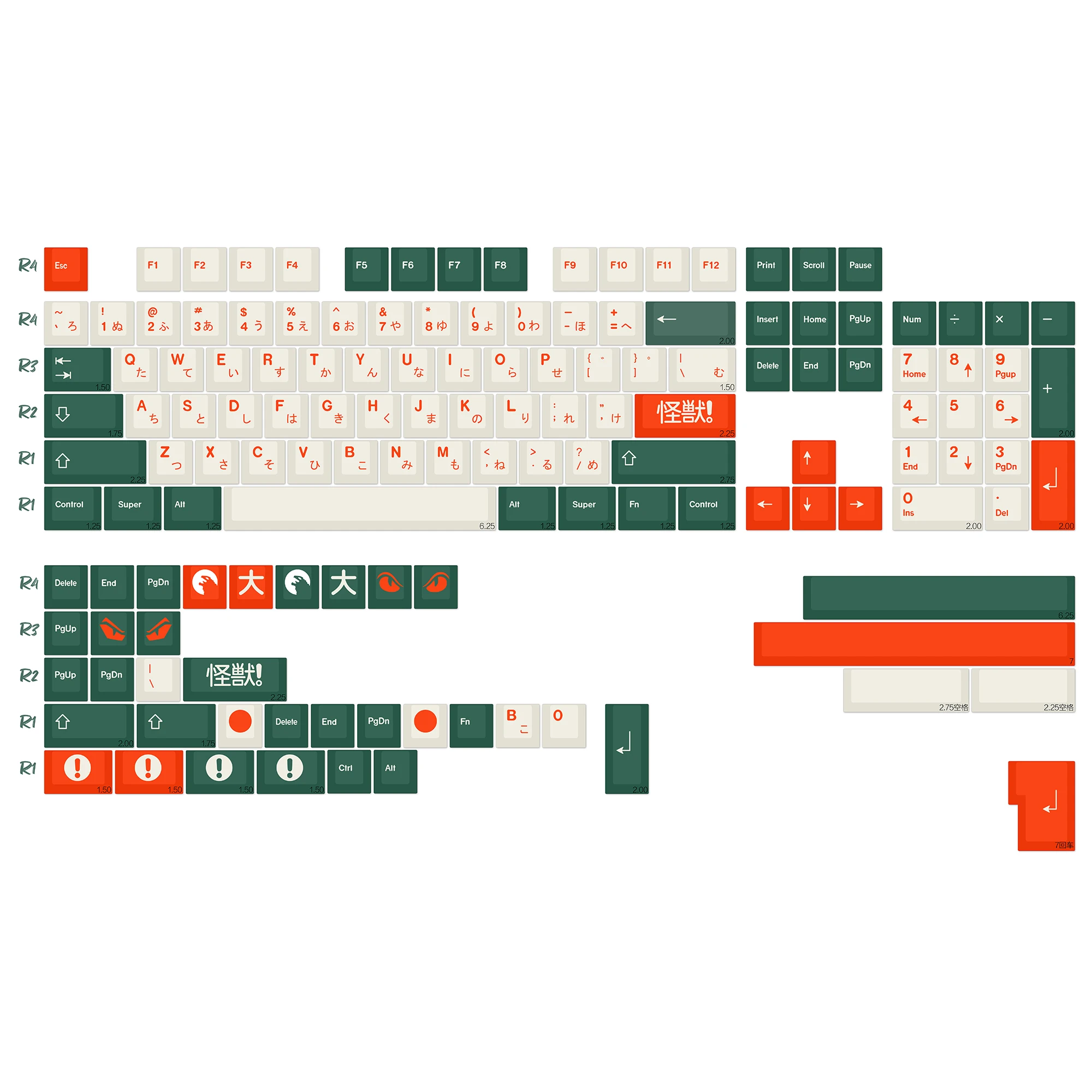KBDiy Japanische Tastenkappen GMK Kaiju PBT 143 Tasten Retro PBT Cherry Profil Alice ISO Tastenkappen für 60% Gaming Mechanische Tastatur – Detail 2