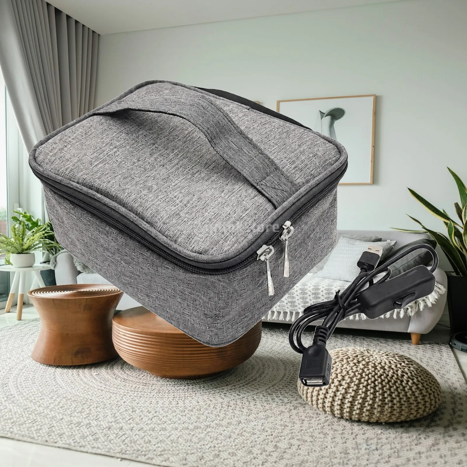 USB-Heated Lunch Bag Wipe-Clean USB Heated Lunch Bag Thermal Reusable for Office, School