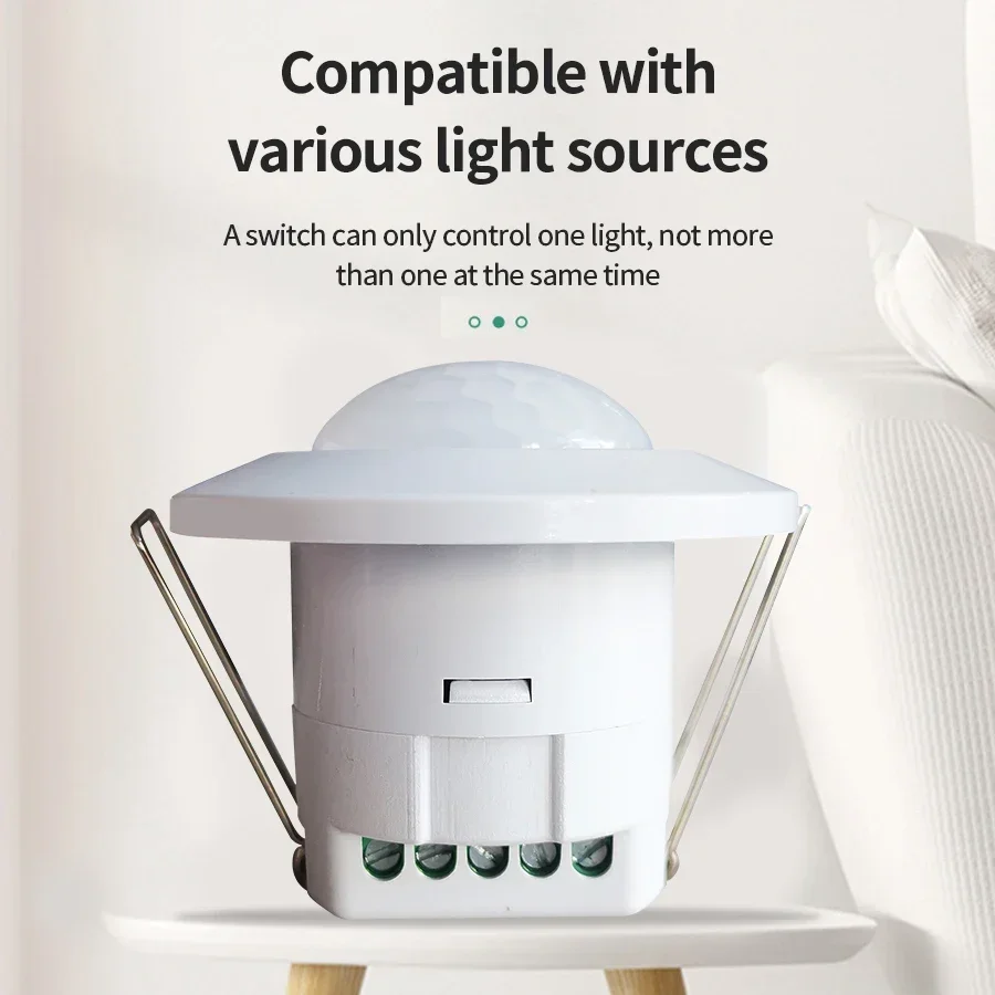 Embedded PIR Sensor Switch AC/DC 24-265V Human Body Infrared Detector 360° Degree Adjustable LED Light Control Sensor Switches