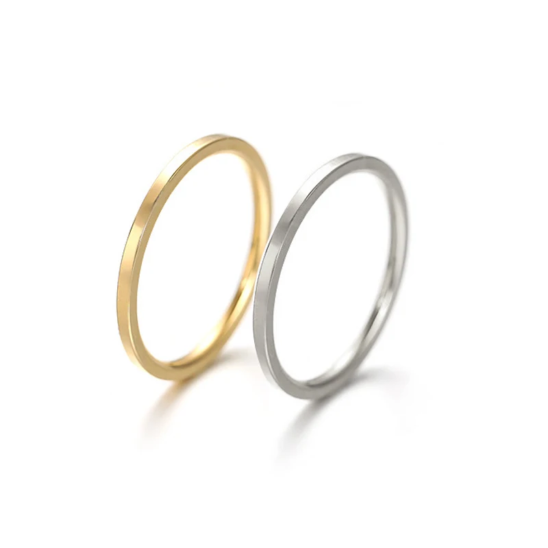 2mm Super Fine Stainless Steel Rings High Quality Fashion Flat Inside Spherical Titanium Ring Jewelry Accessories
