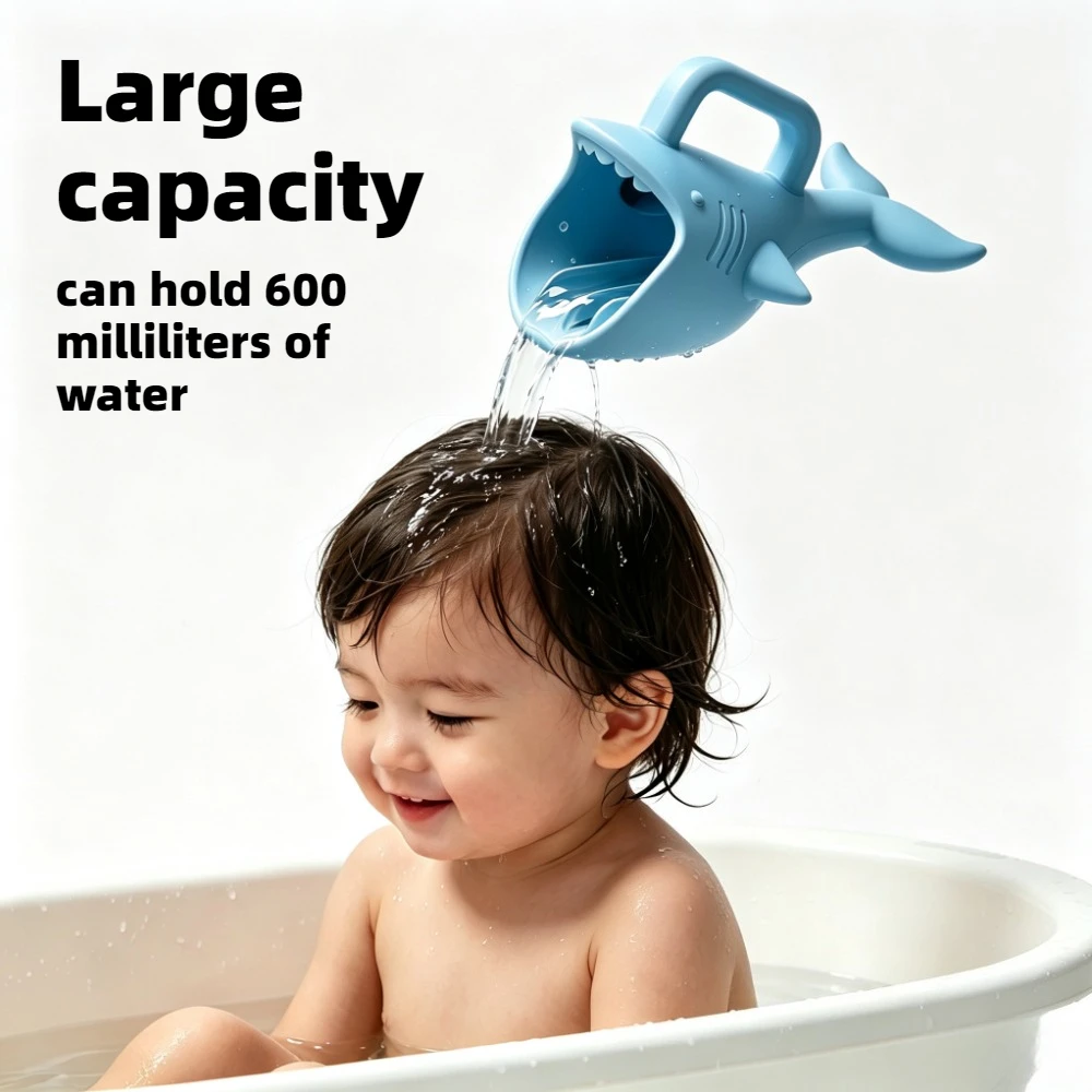Silicone shark Baby Bath Rinse Cup waterfall rinser baby Bath Products Water scoop