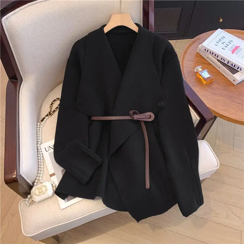 

Autumn Winter Light Luxury Waist-Cinching Elegant Plus Size Sweater Cardigan Coat Mid-Length Plus Size Women