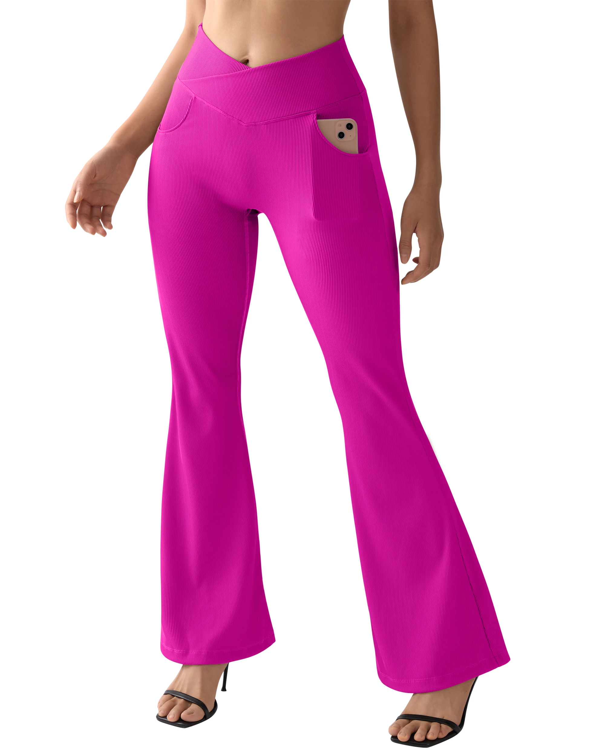 Flare Leggings Yoga Pants Women Bell-bottoms Yoga Trousers With Pocket Cross Waist Fitness Pants Gym Casual Sports Flared Pants