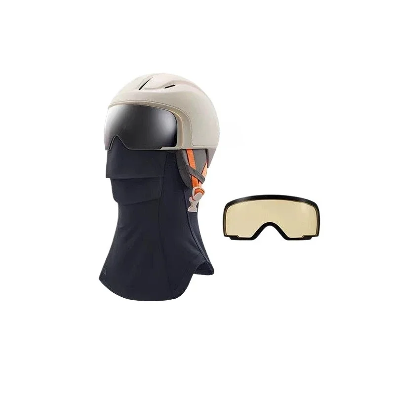 Ski helmet cover, goggles integrated professional protection, full helmet mask, anti-fogging snow goggles