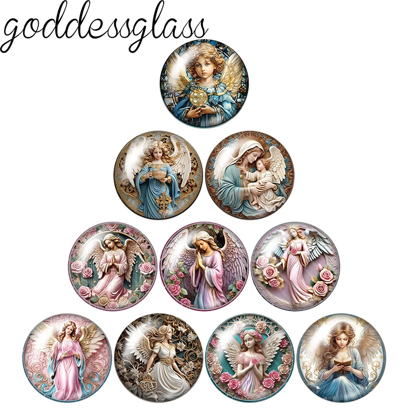 Christian Virgin Mary Icon Faith Blessed you 10pcs 12mm/18mm/20mm/25mm Round Photo glass cabochon demo flat back Making findings