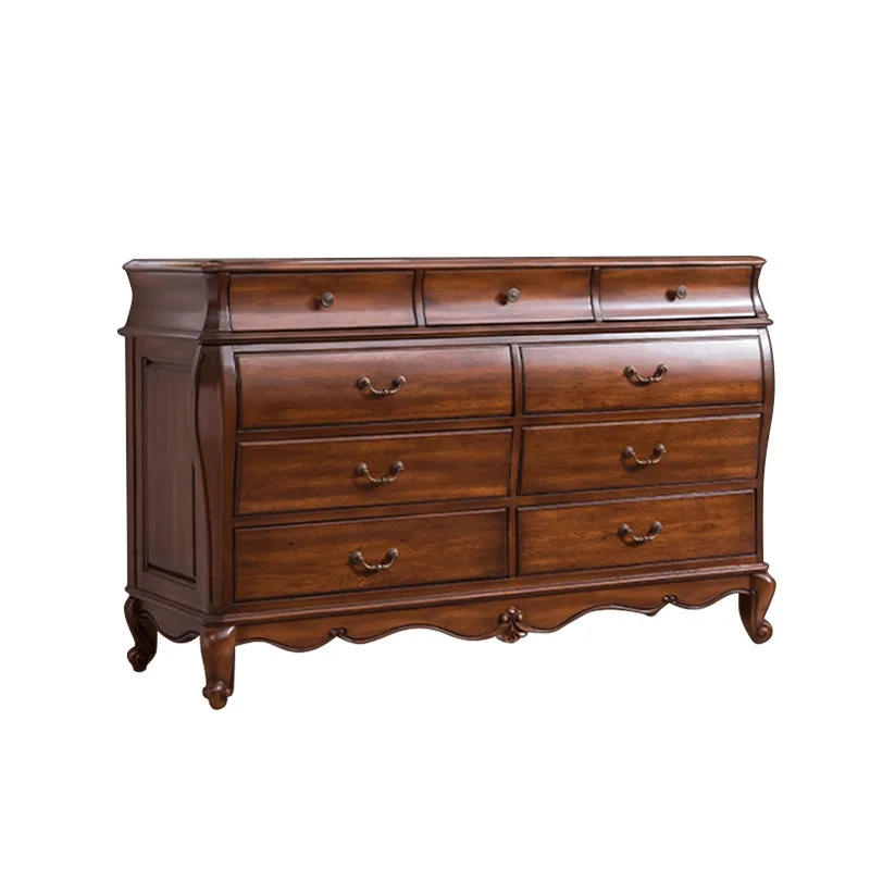 

American all-solid wood bedroom nine-bucket cabinet, side cabinet against the wall