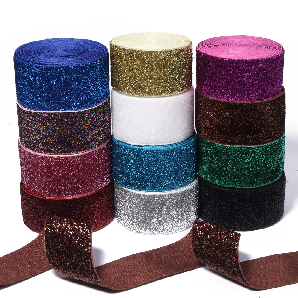 5/10 Yards 7-38mm Glitzer-Samtband Hochzeits-Party-Dekoration Handgemachtes Geschenkverpackungs-Haarschleifen-DIY Weihnachten – Detail 3