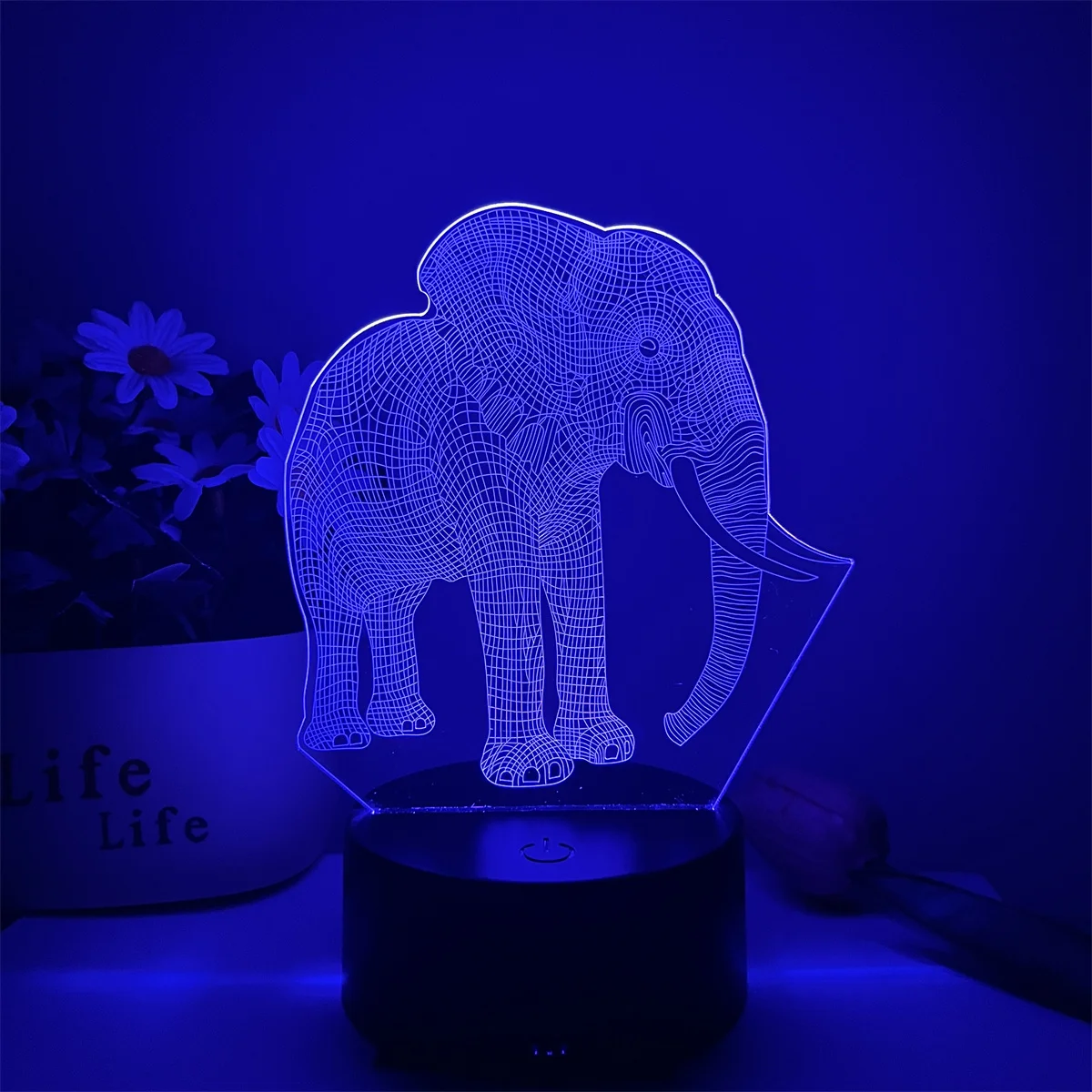 1pc  Elephant  3D Night Light, 3D Optical Illusion Lamp With Touch, 7-Color Changing Ambient Light For Bedroom