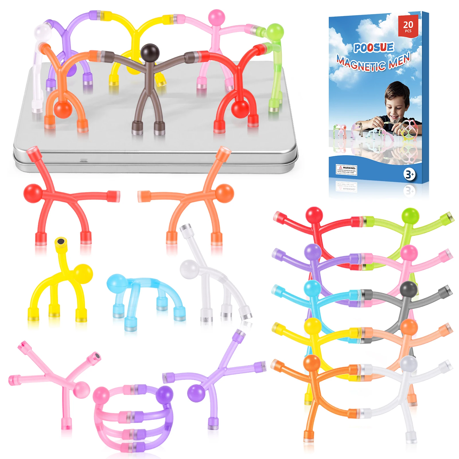 

20 штук забавных магнитных мини-фигурок с разнообразными функциями. Идеально подходит для снятия стресса у детей, сенсорных игр в классе.