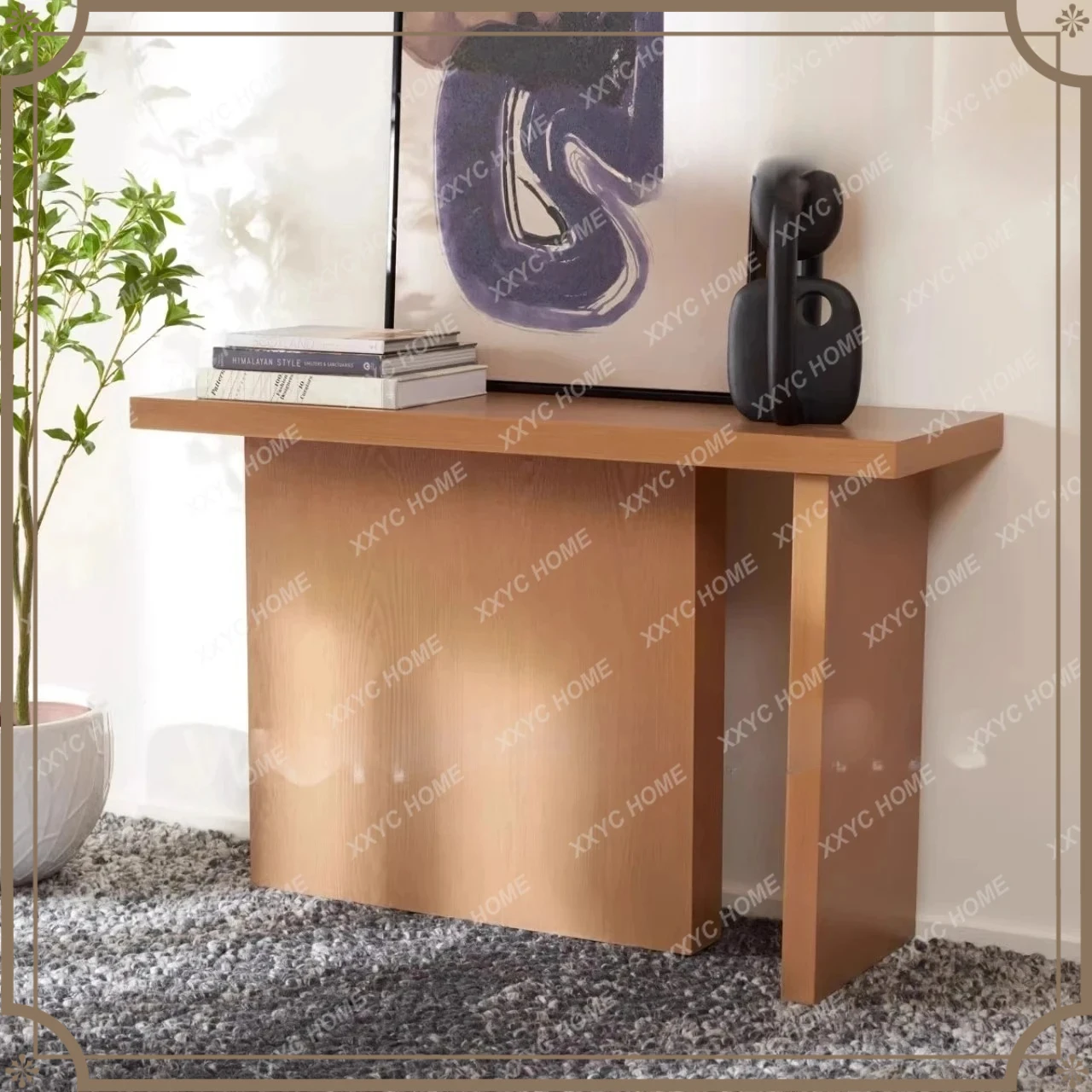 X-S  solid wood entrance table retro simple rectangular table living room against the wall strip case decoration table HG