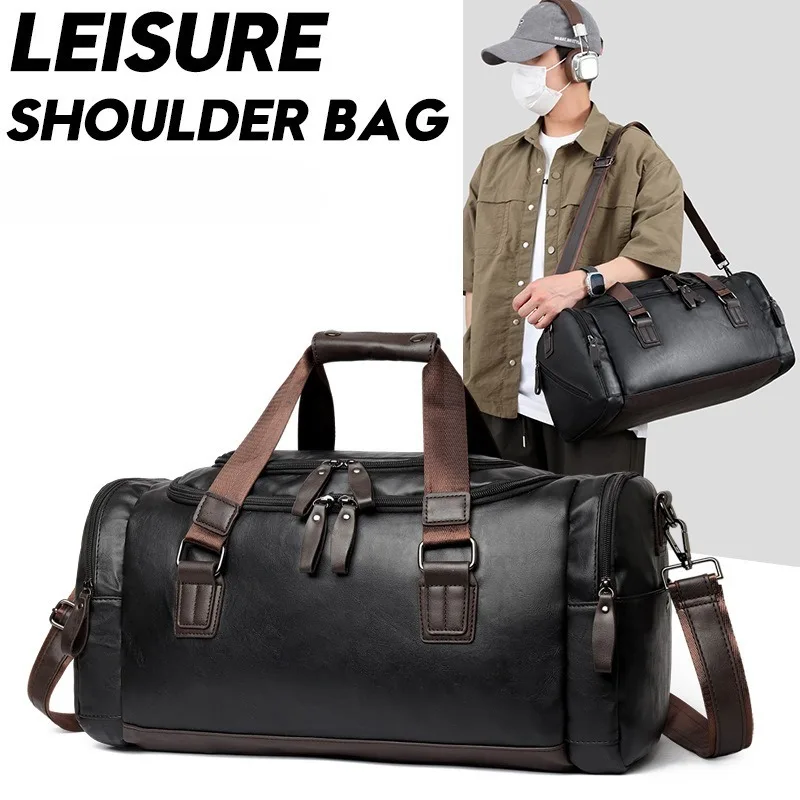 

Спортивная спортивная спортивная сумка для спортзала, мужская большая вместительная дорожная сумка из искусственной кожи премиум-класса, сумка через плечо для фитнеса, ручной клади