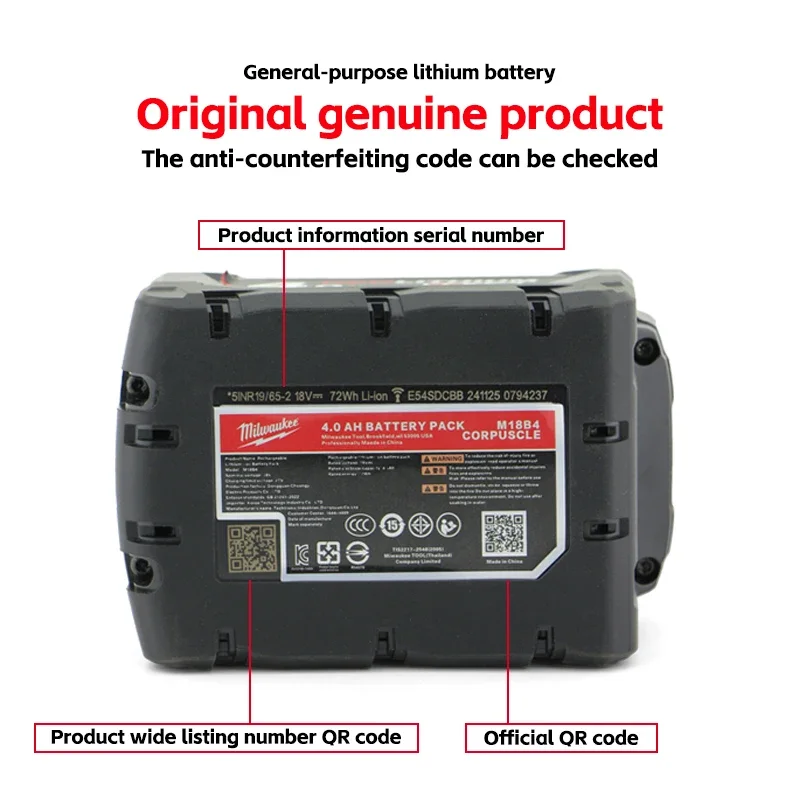 Originální baterie Milwaukee, M18, M18B6 6,0 Ah 6000 mAH Nabíječka M12-18FC, 48-11-1860 48-11-1850 Dobíjecí baterie Milwaukee M18 - náhled 4