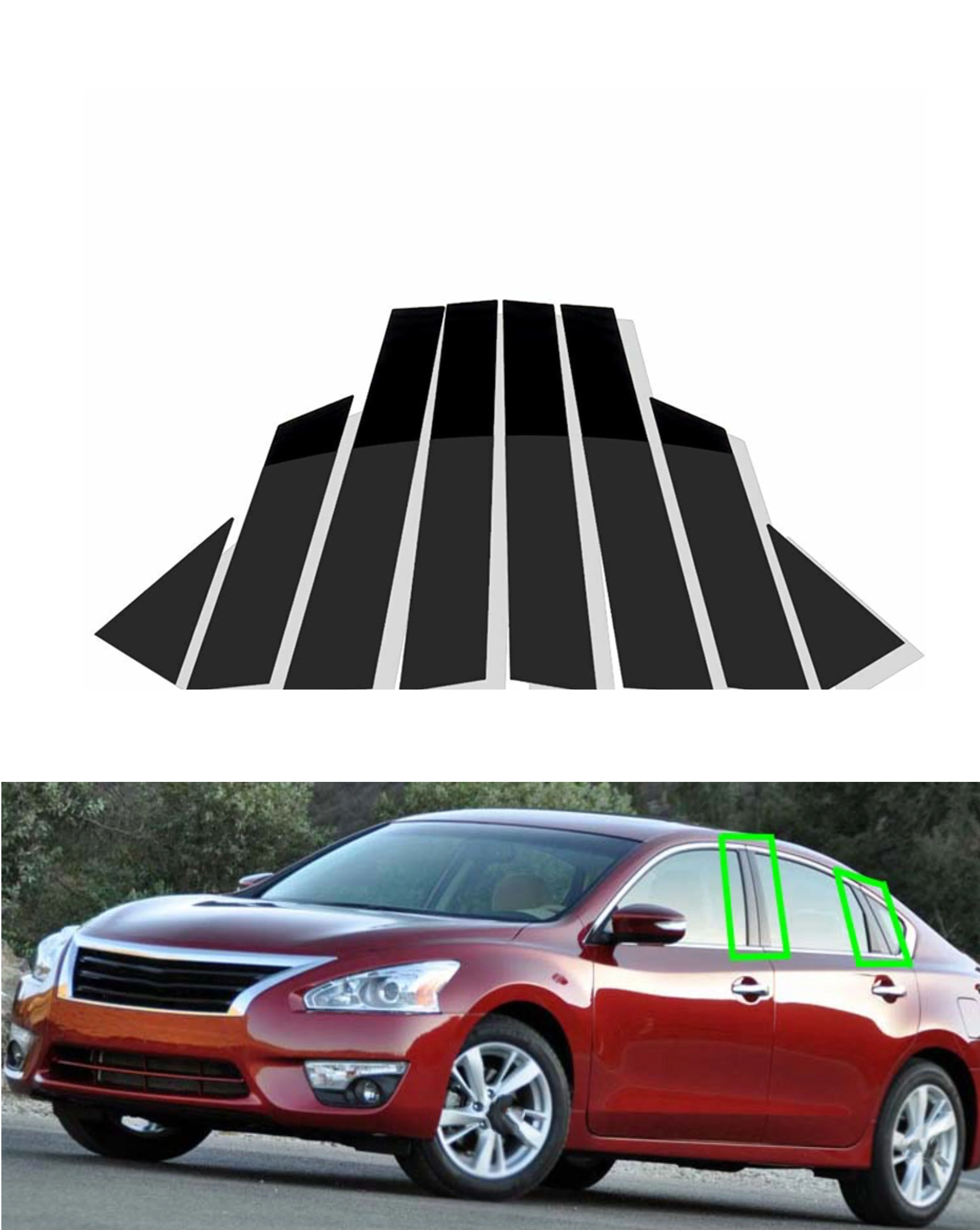 

8Pcs Car Glossy Black Door Window Pillar Posts Trim Covers Sticker For Nissan Altima 2013 2014 2015 2016 2017 2018