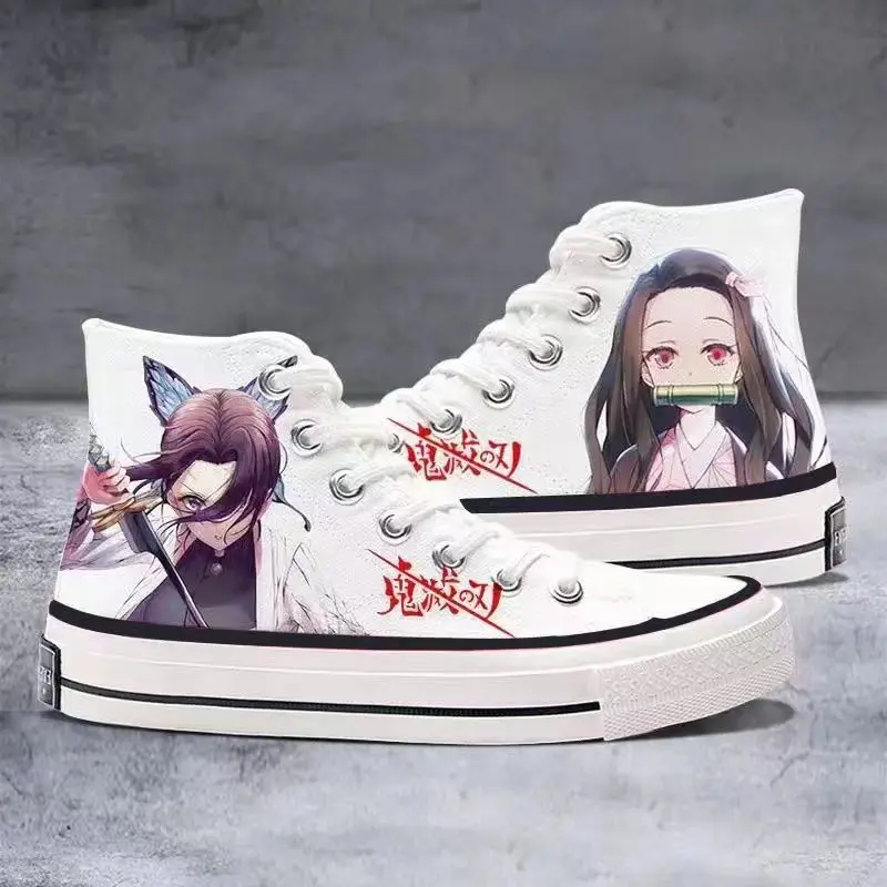 

Anime Demon Slayer Kamado Nezuko Kochou Shinobu Cosplay Fashion Canvas Shoes For Men Women Boy Girl Unisex Halloween Gift